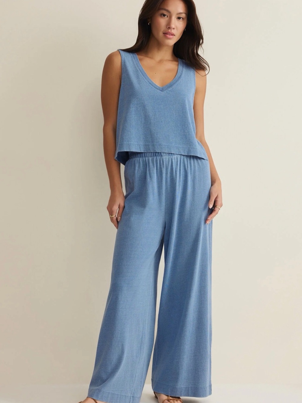 Z Supply Scout Wide Leg Pants in Santorini Indigo Size Medium NWT
